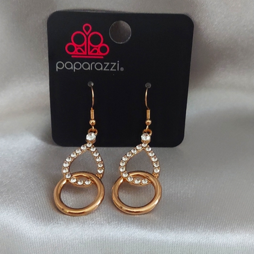Gold and rhinestone earrings